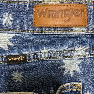 Wrangler Blue Denim shorts with White Star Print